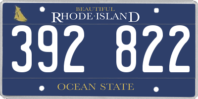 RI license plate 392822