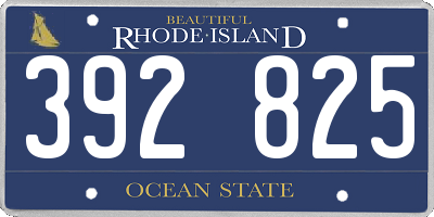 RI license plate 392825