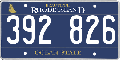 RI license plate 392826