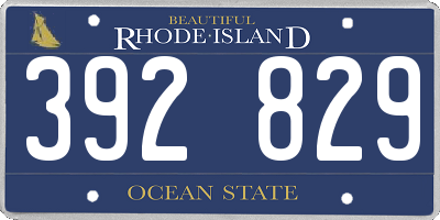 RI license plate 392829