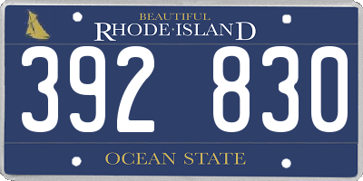 RI license plate 392830