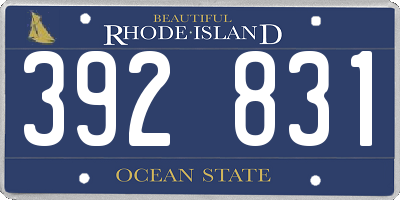RI license plate 392831