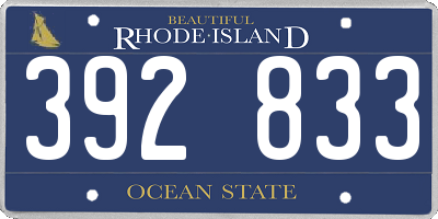RI license plate 392833