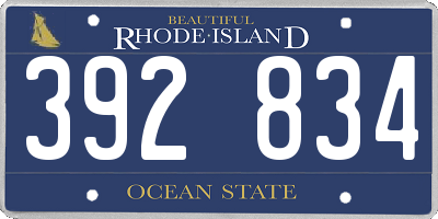 RI license plate 392834
