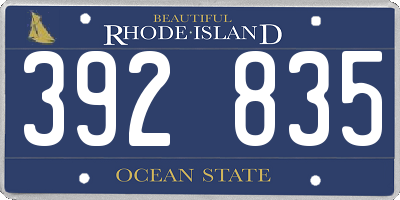RI license plate 392835