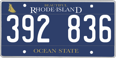 RI license plate 392836