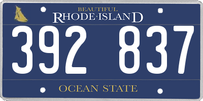 RI license plate 392837