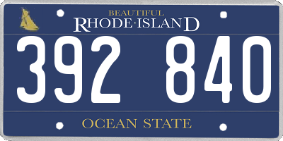RI license plate 392840