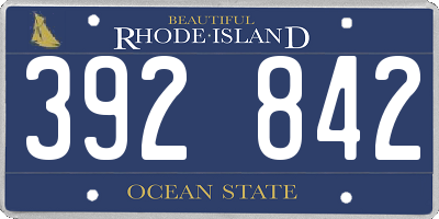 RI license plate 392842