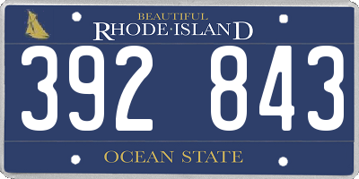 RI license plate 392843