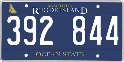 RI license plate 392844