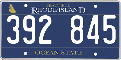 RI license plate 392845