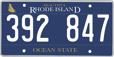 RI license plate 392847