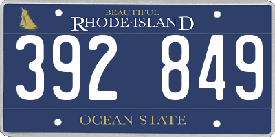 RI license plate 392849