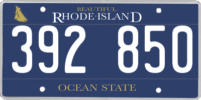 RI license plate 392850