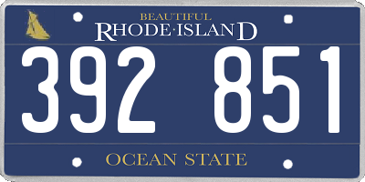 RI license plate 392851