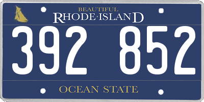 RI license plate 392852