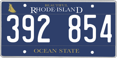 RI license plate 392854
