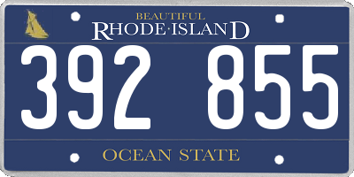 RI license plate 392855