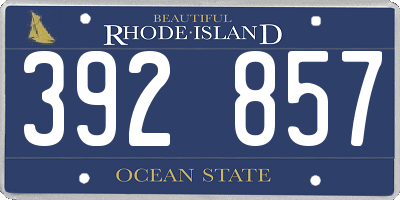 RI license plate 392857
