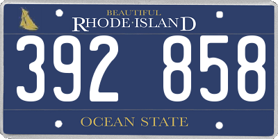 RI license plate 392858