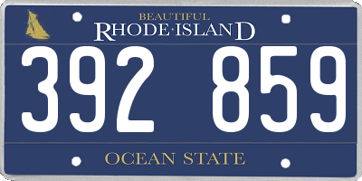 RI license plate 392859