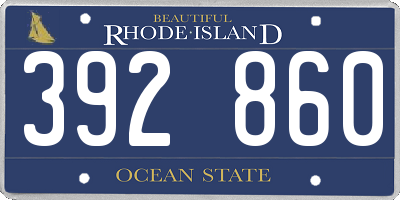 RI license plate 392860