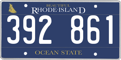 RI license plate 392861