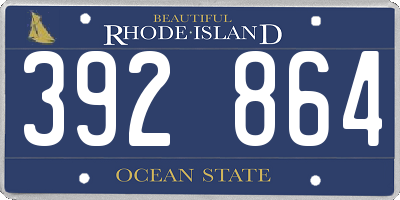 RI license plate 392864