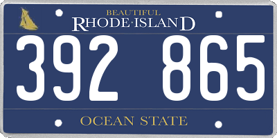RI license plate 392865