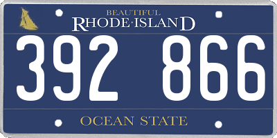 RI license plate 392866