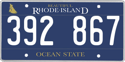 RI license plate 392867