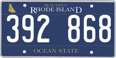 RI license plate 392868