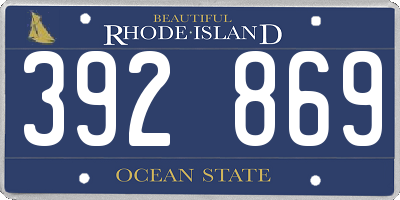 RI license plate 392869