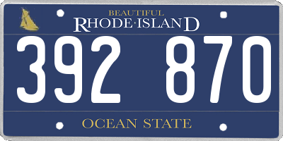 RI license plate 392870