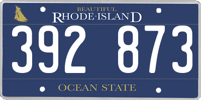 RI license plate 392873