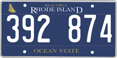 RI license plate 392874