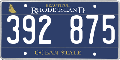 RI license plate 392875