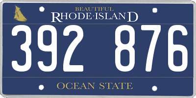 RI license plate 392876