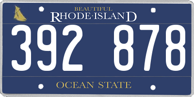RI license plate 392878