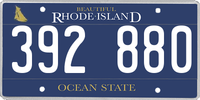 RI license plate 392880