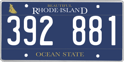 RI license plate 392881