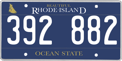 RI license plate 392882