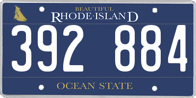 RI license plate 392884
