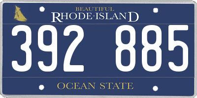 RI license plate 392885