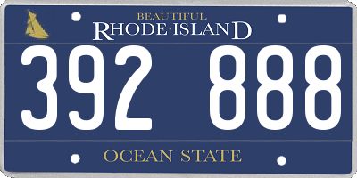RI license plate 392888