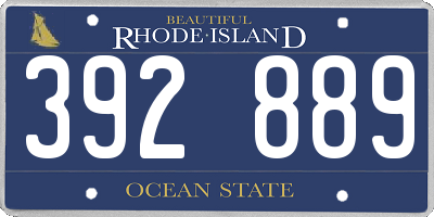 RI license plate 392889