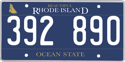 RI license plate 392890