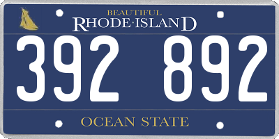 RI license plate 392892