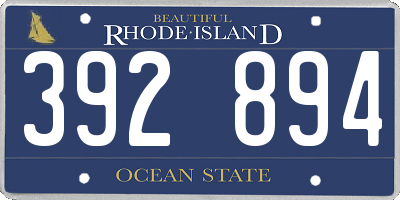 RI license plate 392894